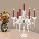 7 Arm Crystal Floor Candelabra Wedding Table Centerpieces,14 Inches Tall Candlesticks Candle Holder Stand for Dinner