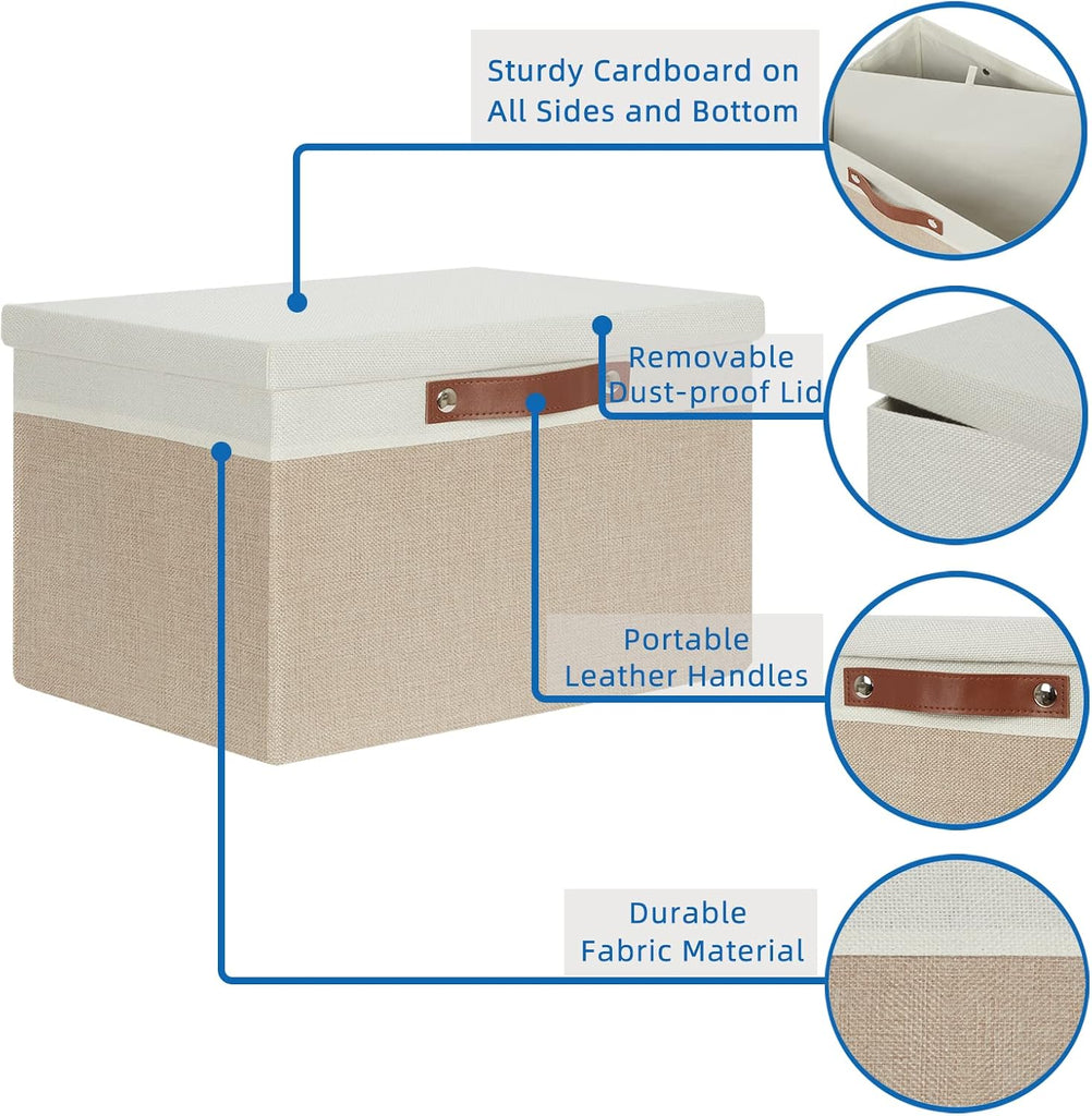 Foldable Storage Bins with Lids, [2-Pack] Large Storage Baskets with Lid, Fabric Storage Bin for Organizing Home