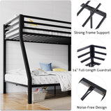 Loft Bunk Bed Twin Over Full with Ladder and Guardrail,Heavy Duty Metal Slats Support No Box Spring Needed Small Space