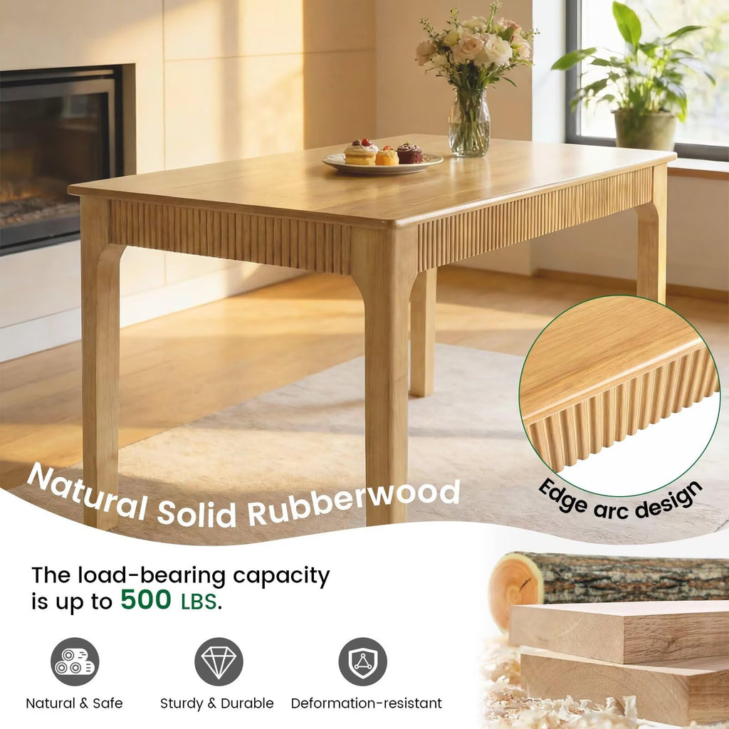 39"Solid Wood Dining Room Table, Rectangular Kitchen Real Wooden Table