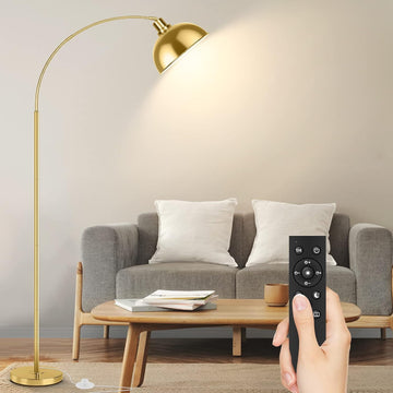 Arc Floor Lamps, Modern Tall Standing Lamp Remote Control,Stepless Dimmable Gold Floor Lamp with Han