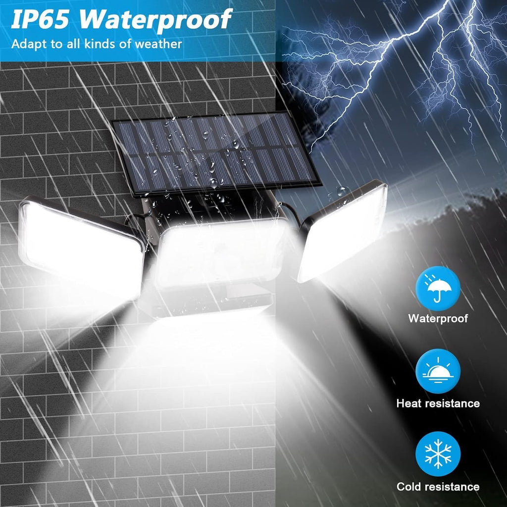 Solar Lights Outdoor Waterproof, 288 LED 2800LM Motion Sensor Outdoor Lights with Remote Control, 4 Head Solar Flood