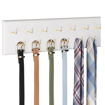 Belt Organizer, Wall Mounted Hanger for Closet, White