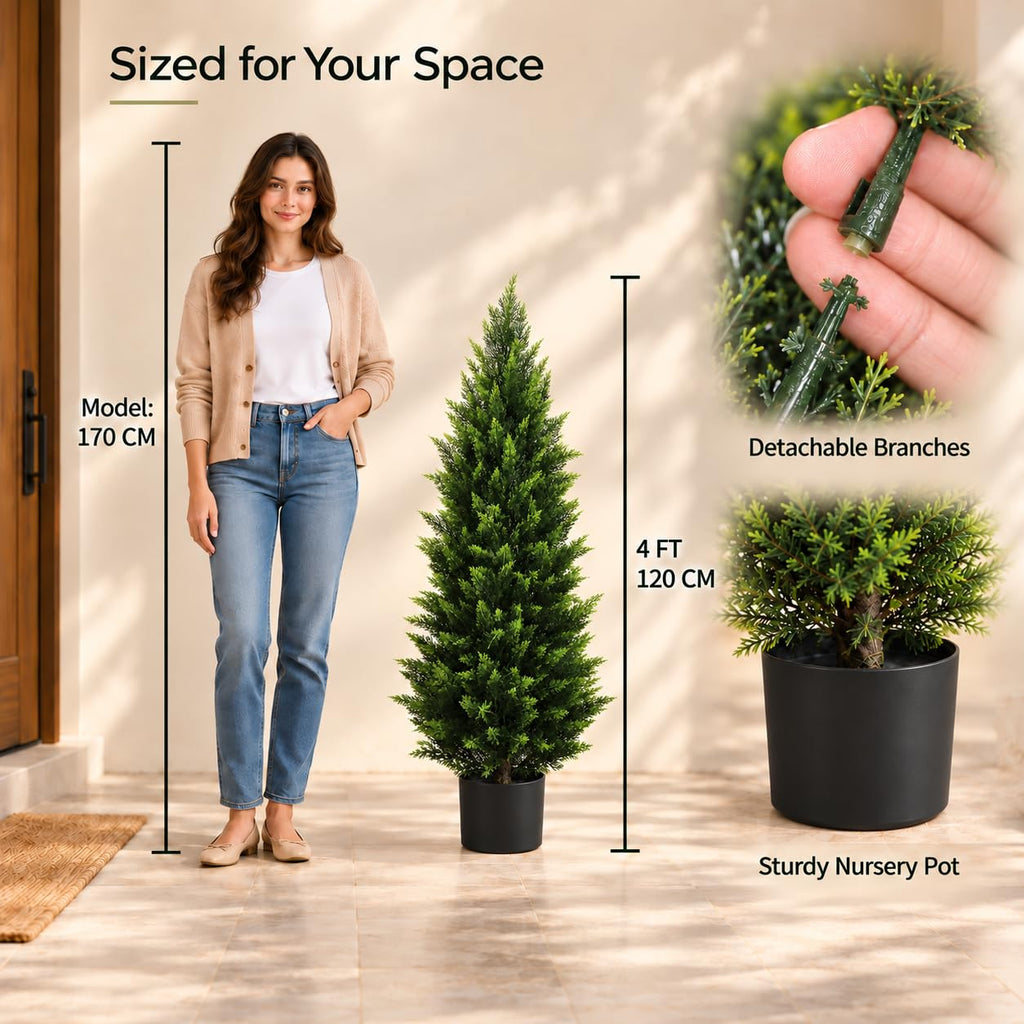 4FT Artificial Cedar Topiary Tree, Set of 2