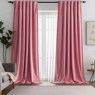 Blush Pink Velvet Curtains 96 inches Long Luxury Room Darkening Living Room, Thermal Insulated Super Soft Window