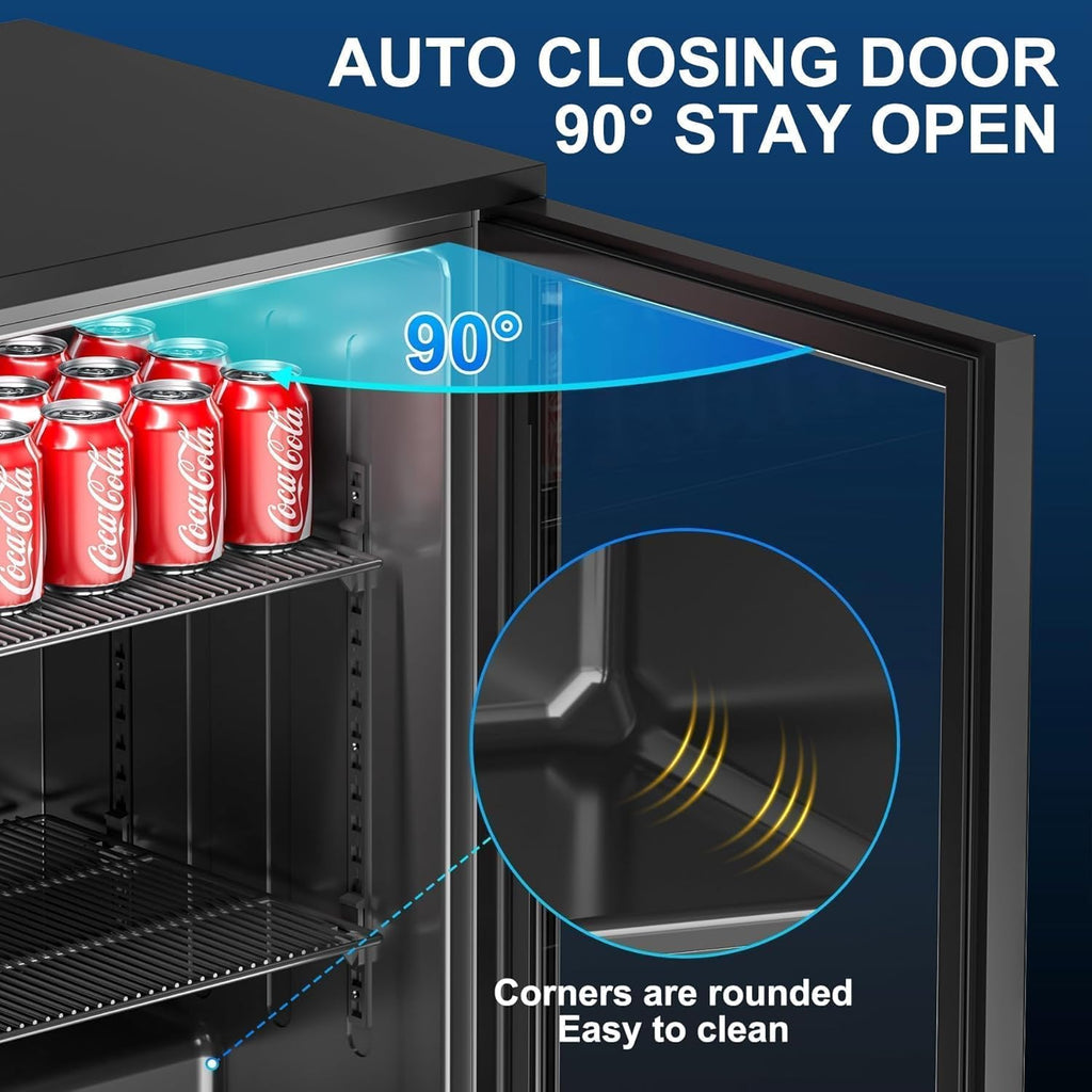 Back Bar Cooler with 2 Glass Doors, 7.4 Cu.ft Under Counter Height Beverage Refr
