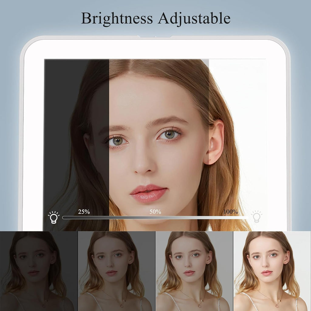 Rechargeable Travel Makeup Mirror with 72 Led Lights, Portable Lighted Beauty Mirror, 3 Color Lighting, Dimmable Touch
