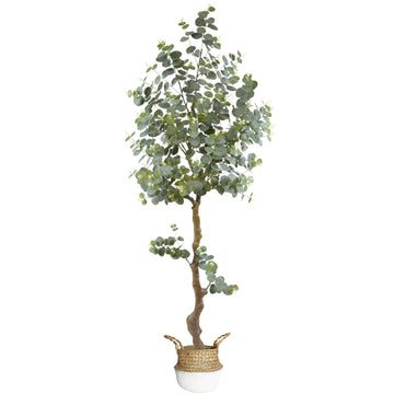 6ft Artificial Eucalyptus Tree Fake Plant with Woven Basket