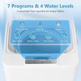 Portable Washing Machine, 2.0 cu.ft Capacity Fully Automatic Washer with Drain Pump, 7 Programs, 4 Water Levels