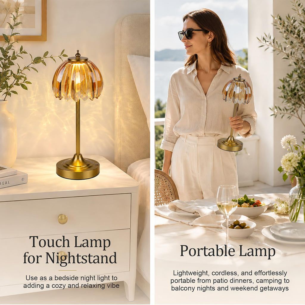 Rechargeable Cordless Table Lamp, 3 Color Temps & Stepless Dimming