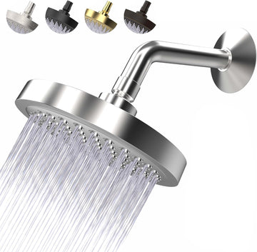 High Pressure Shower Head - Anti-Clogging Silicone Nozzles - 2.5 GPM Removable Restrictor