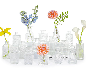 16Pcs Clear Glass Bud Vase, Small Flower Vase for Centerpieces Bulk