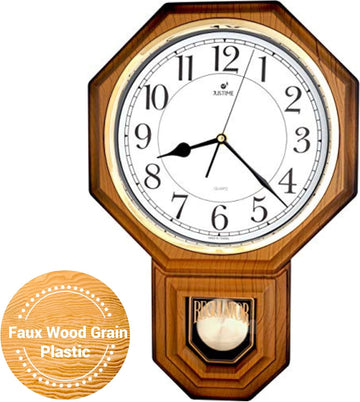 Traditional Schoolhouse Easy to Read Regulator Wall Clock, Chiming Wall Clocks with Pendulum & Westminster Chime Hourly, Schoolhouse...