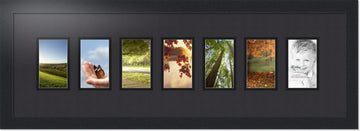 Collage Photo Frame Double Mat with 7-3x5 Openings with Satin Black Frame and Black mat.