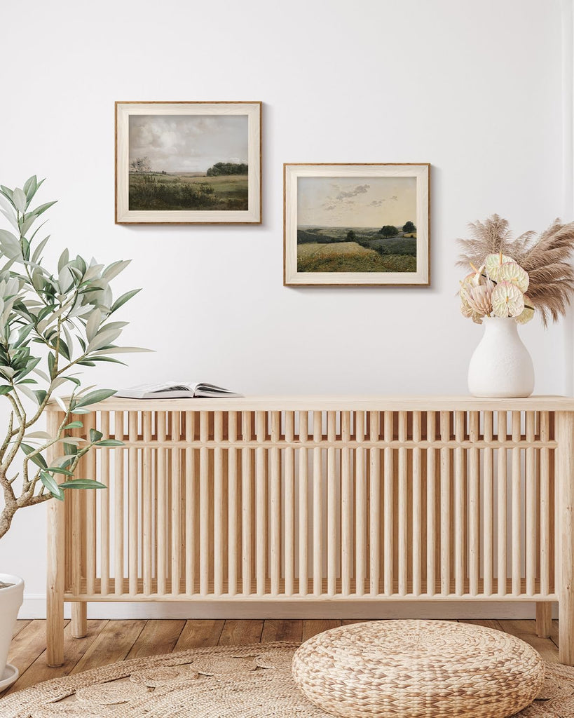 Vintage Landscape Framed Wall Art 2 Set, Nature Wilderness Scenery Paintings Decor Aesthetic, 10x12 Inch Canvas Print