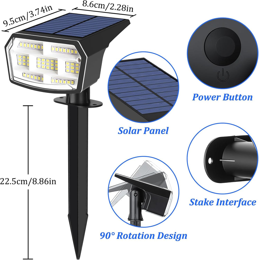 6-Pack Solar Spot Lights Outdoor Waterproof, Landscape Spotlight Cool White | 59 LED, 3 Lighting Modes, IP65