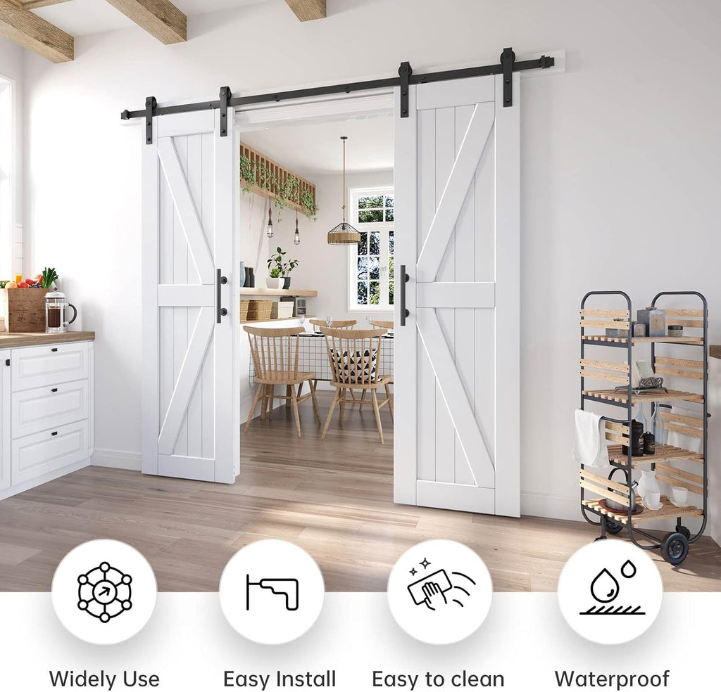 48in x 84in (Double 24in×84in Door) Barn Door with 8FT Sliding Door Hardware & Handle Included,DIY A