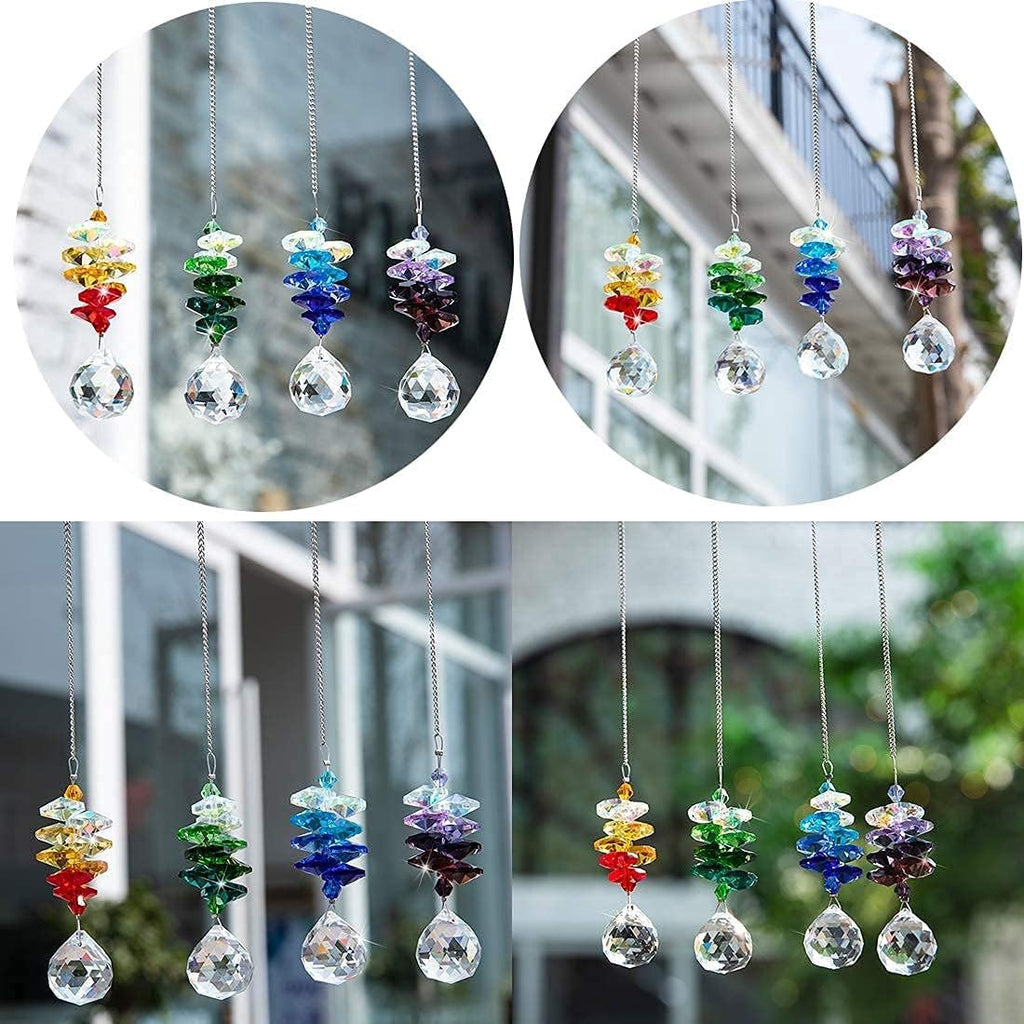 4PCS Crystal Prisms Suncatchers Hanging Sun Catchers for Window Indoor - Rainbow Maker Suncatchers Crystals Ball