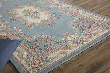 Handmade Premium Area Rug Aubusson Design, Luxury Wool Crafted Non- Slip Bedroom Rug, Dining Room, Hallway Entryway