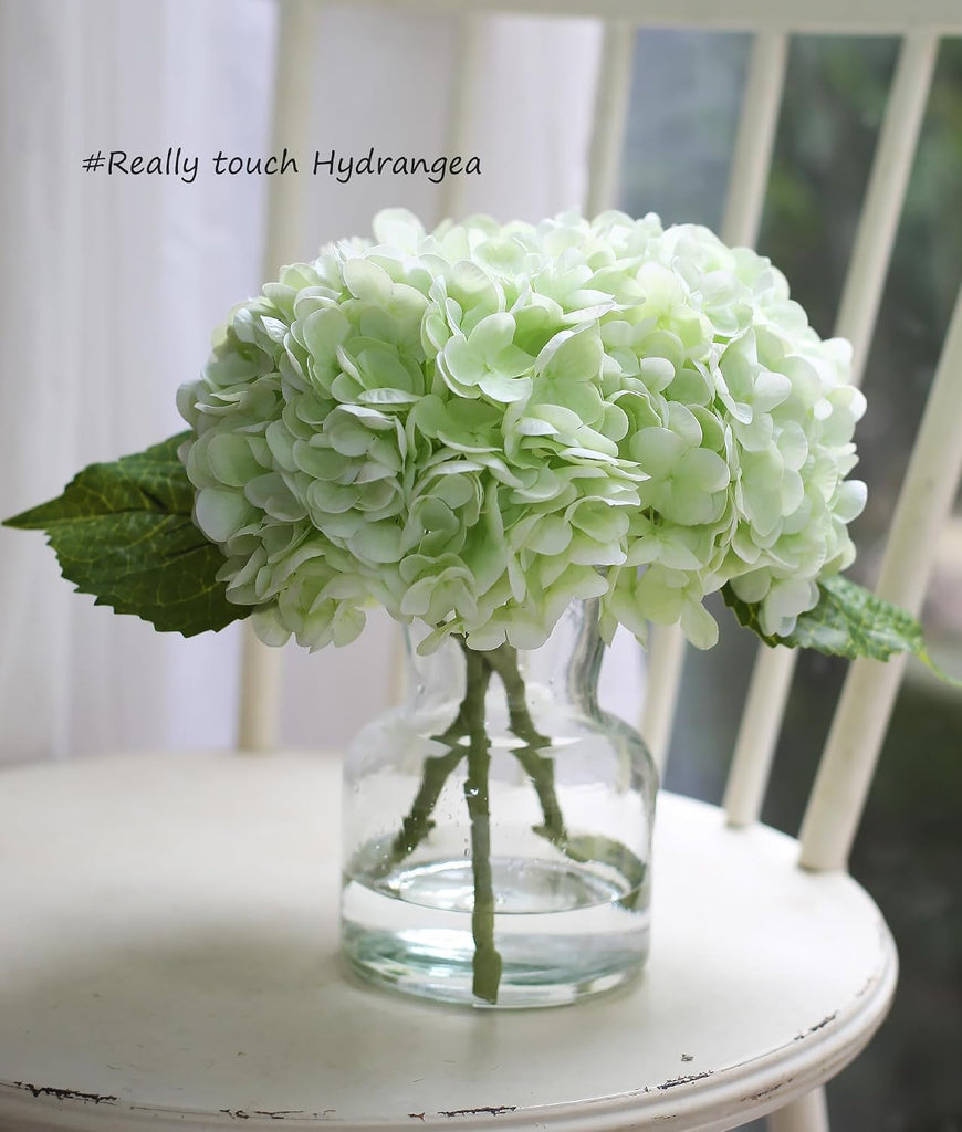Real Touch Artificial Flowers Hydrangea in Vase Decoration,Artificial Hydrangeas Centerpieces for Tables, Lifelike