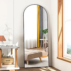 Full Length Mirror, 56"X16" Arch Mirror Floor Mirror with Stand, Black Arched Full Body Standing Or Leaning Mirrors