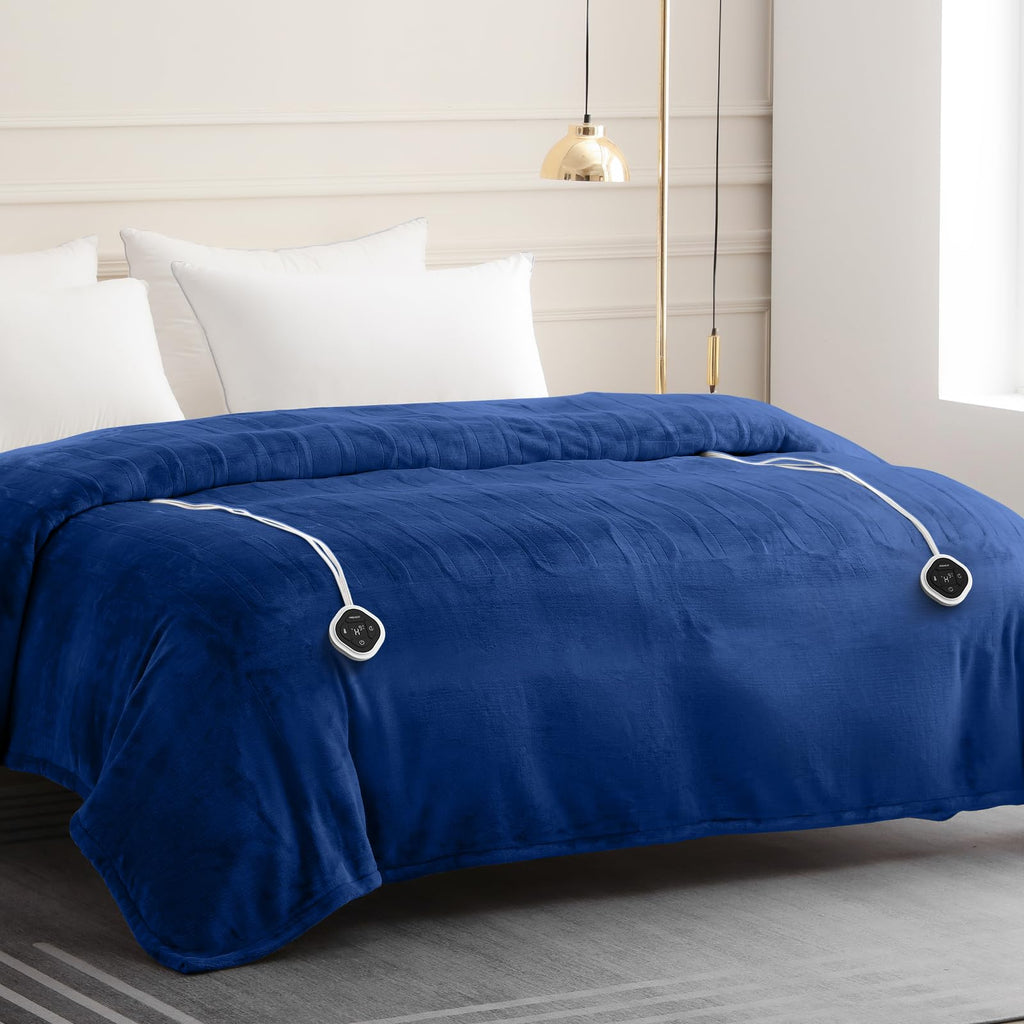 Heated Blanket, 10 Heat Settings, 1-10 Hour Timer, Navy