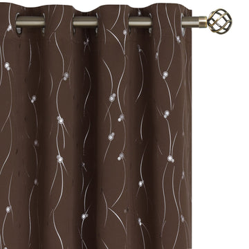 Blackout Curtains 84 Inch Length 2 Panels Set Grommet Thermal Insulated Room Darkening Window Curtains with Wave Line