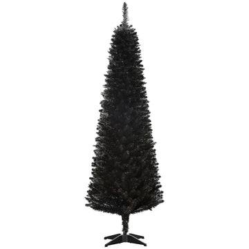 6' Artificial Pencil Christmas Tree 390 Realistic Branch Tips Black