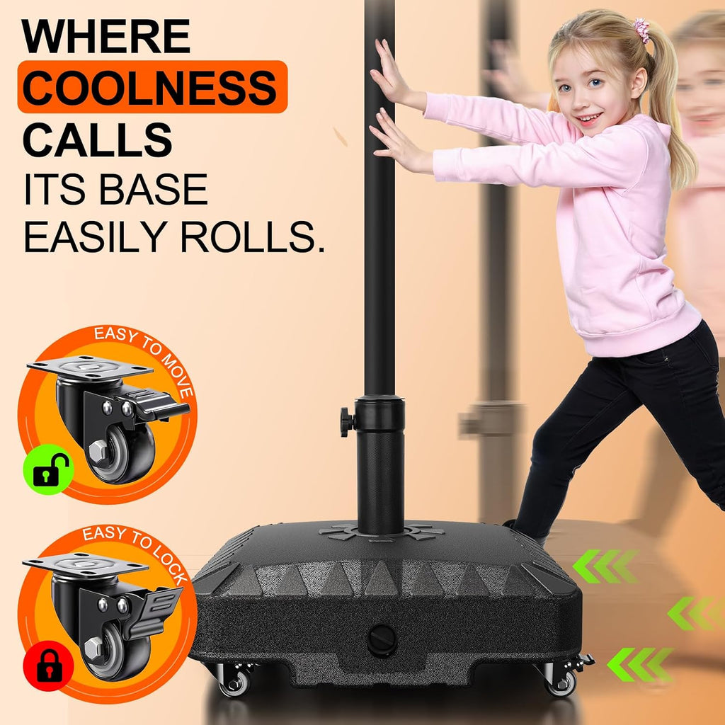 Premium Patio Umbrella Base with Wheels, 120lbs Weighted Umbrella Stand Outdoor Base, Heavy Duty Umbrella Base
