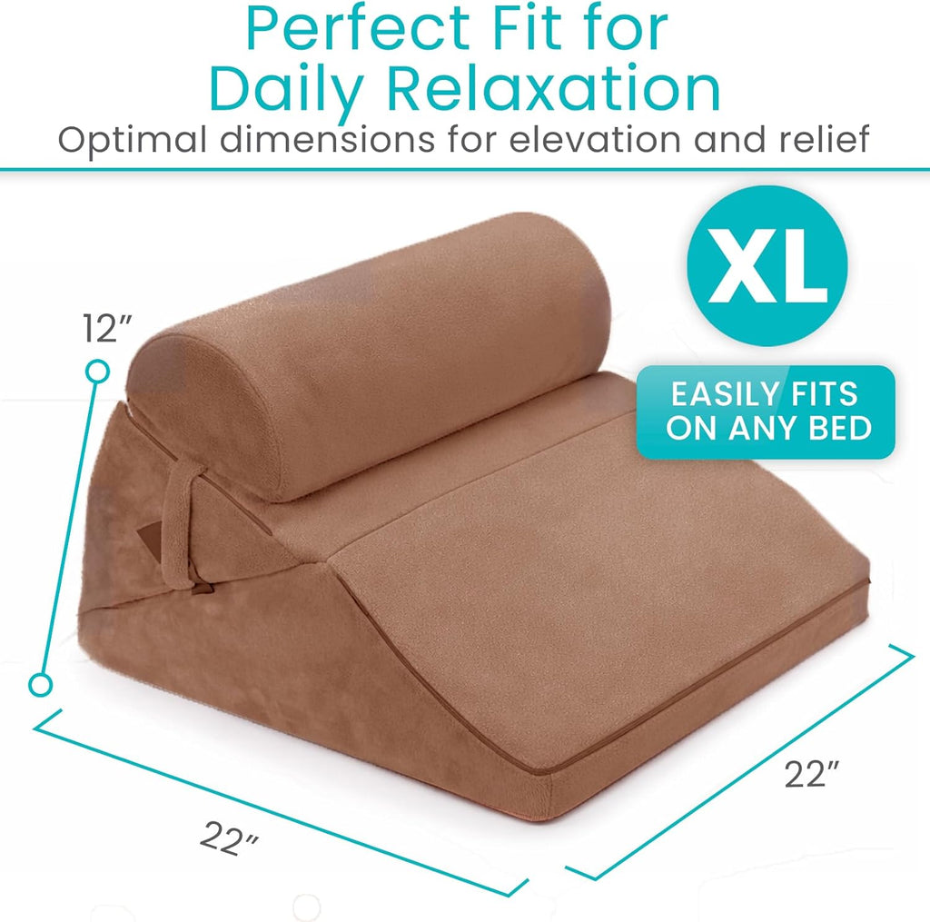 Bed Wedge Pillow for Sleeping - 12n1 For After Surgery, Sleep Apnea, Acid Reflux Relief - Headboard, Sit Up Triangle