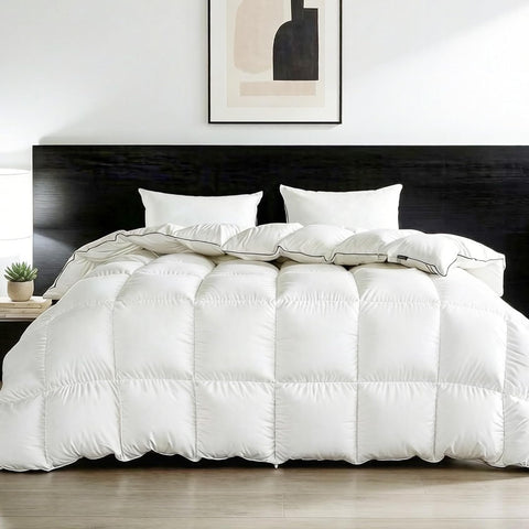 Feather Down Fiber Comforter Twin,Premium Ultra-Soft Breathable Comforter High Fill Power Grey Duvet