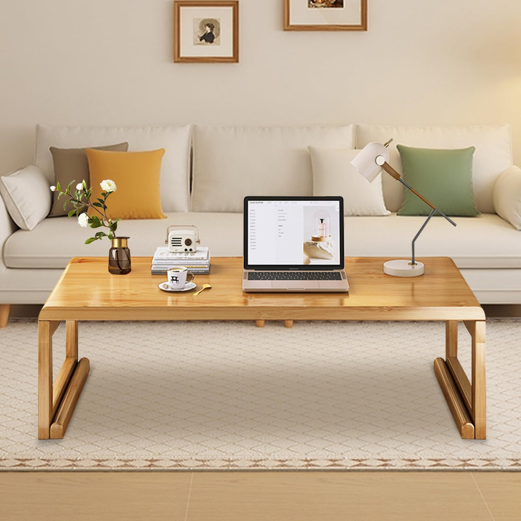 Japanese Floor Table Tea Table Low Coffee Table Bamboo Versatile Folding Design for Tatami Home, Office, Living Room