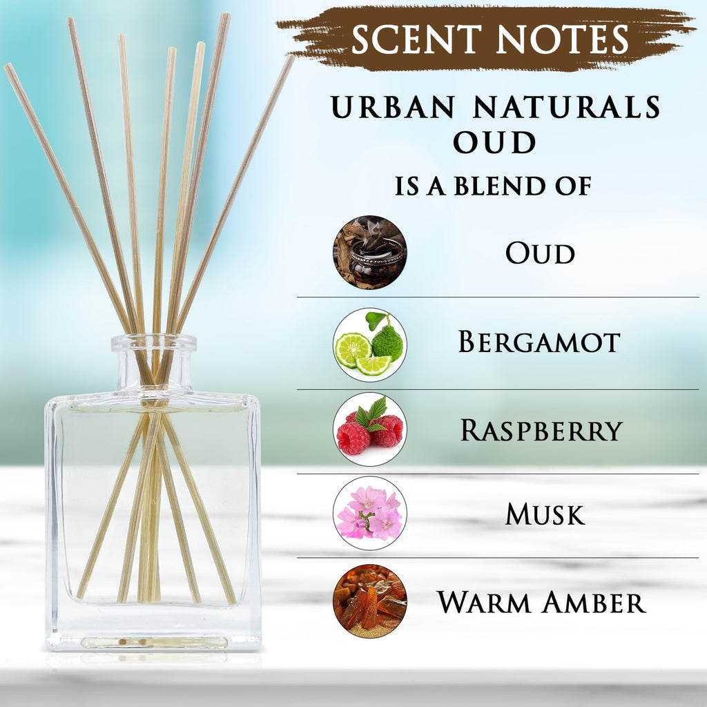 Reed Diffuser Set with Sticks, Oud - Bathroom Shelf Décor