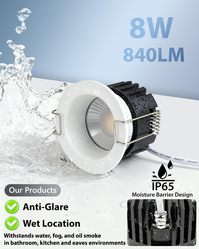4 Pack 2 Inch 5CCT Anti-Glare LED Downlight, Recessed Ceiling Light