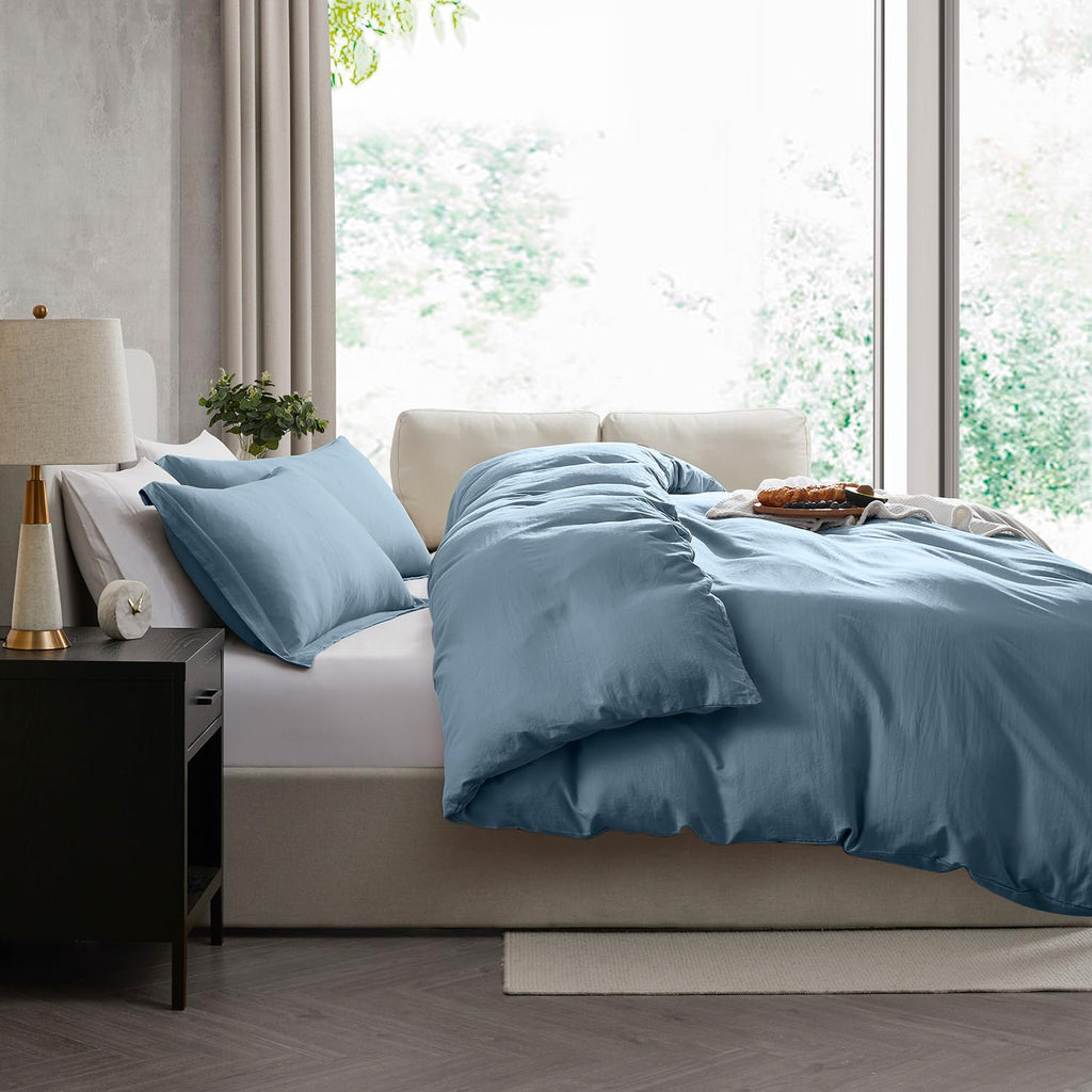Prewashed Duvet Cover Set, Stone Blue