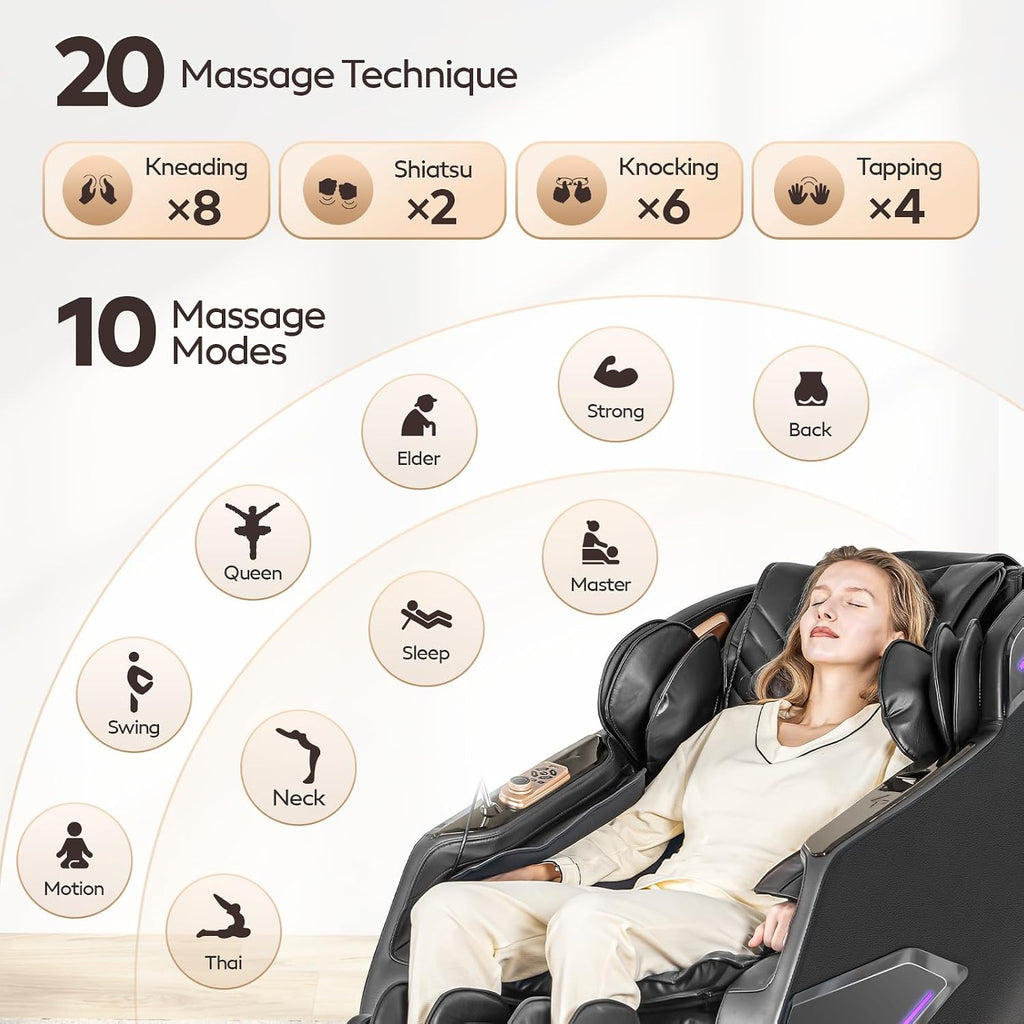 4D Massage Chairs Full Body,Zero Gravity SL-Track Shiatsu Massage Chair Recliner,Core Heating,20 Massage