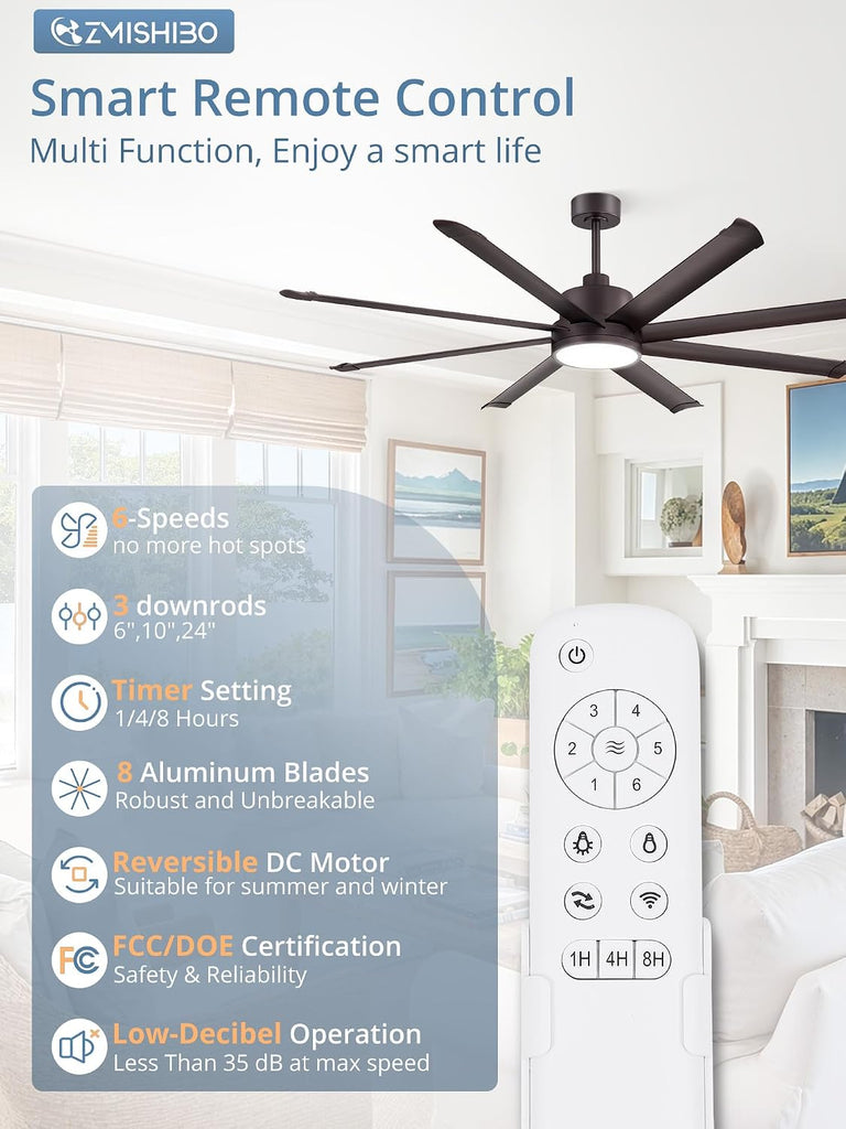 72" Ceiling Fan with LED Light and Remote - Oil Bronze