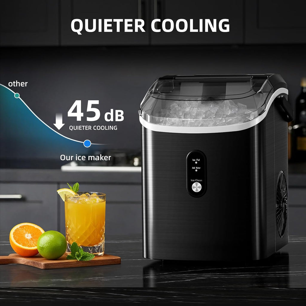 Nugget Ice Maker Countertop, 34Lbs/24H, Soft Chewable Ice, Self-Cleaning, Portable Ice Machine, Fast Making in 8
