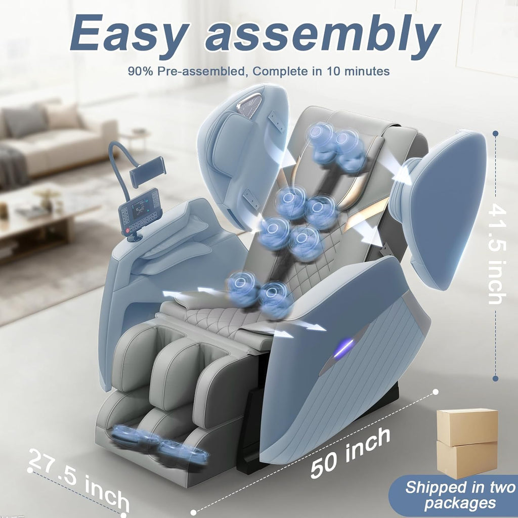 Zero Gravity Massage Chair Full Body Recliner, 16 Fixed Rollers | 10 Airbags, 5 Auto Programs, Foot Massage