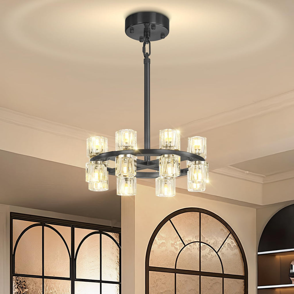 Inspired Arcachon Style Round Wagon Wheel Chandelier, 32" 32-Light Gold, Extended 32" Chain — Foyer, Dining & Living Room