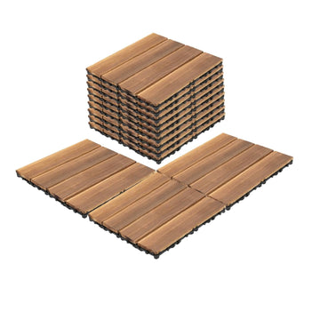 36 Pcs Interlocking Deck Tiles, 11.8‘’ x 11.8‘’ Patio Flooring Outdoor Waterproof, Plastic Wood Flooring All Weather