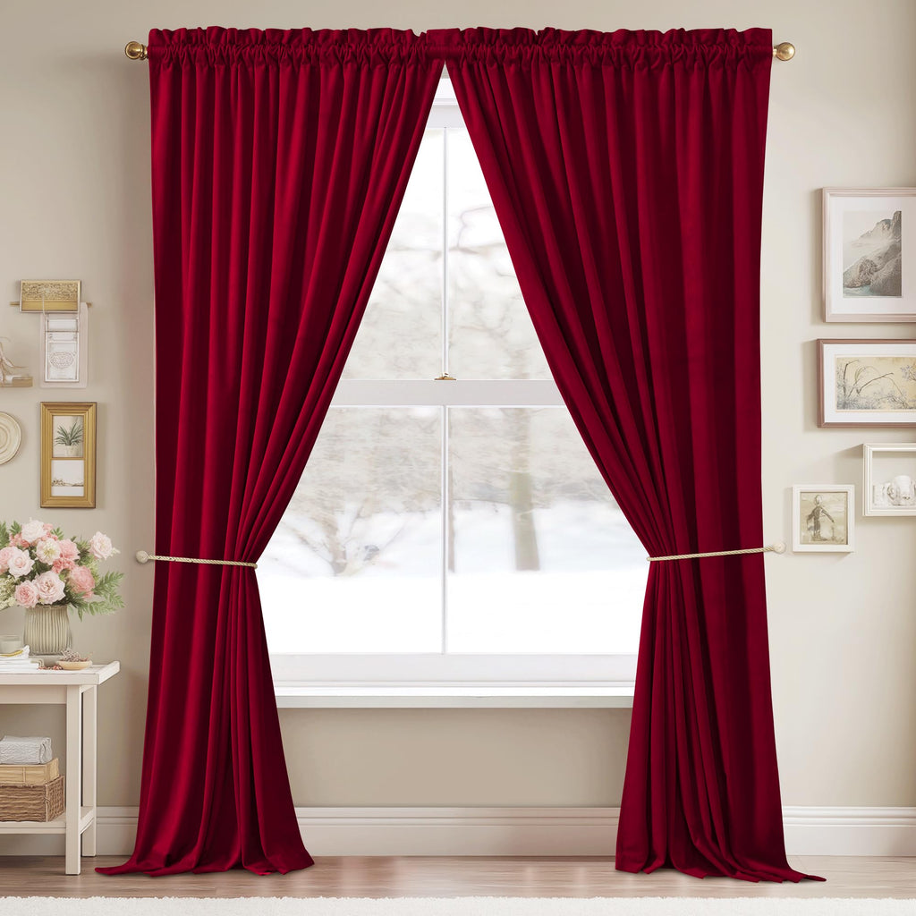 Christmas Red Curtains for Sliding Door, W62 x L90, 2 Panels