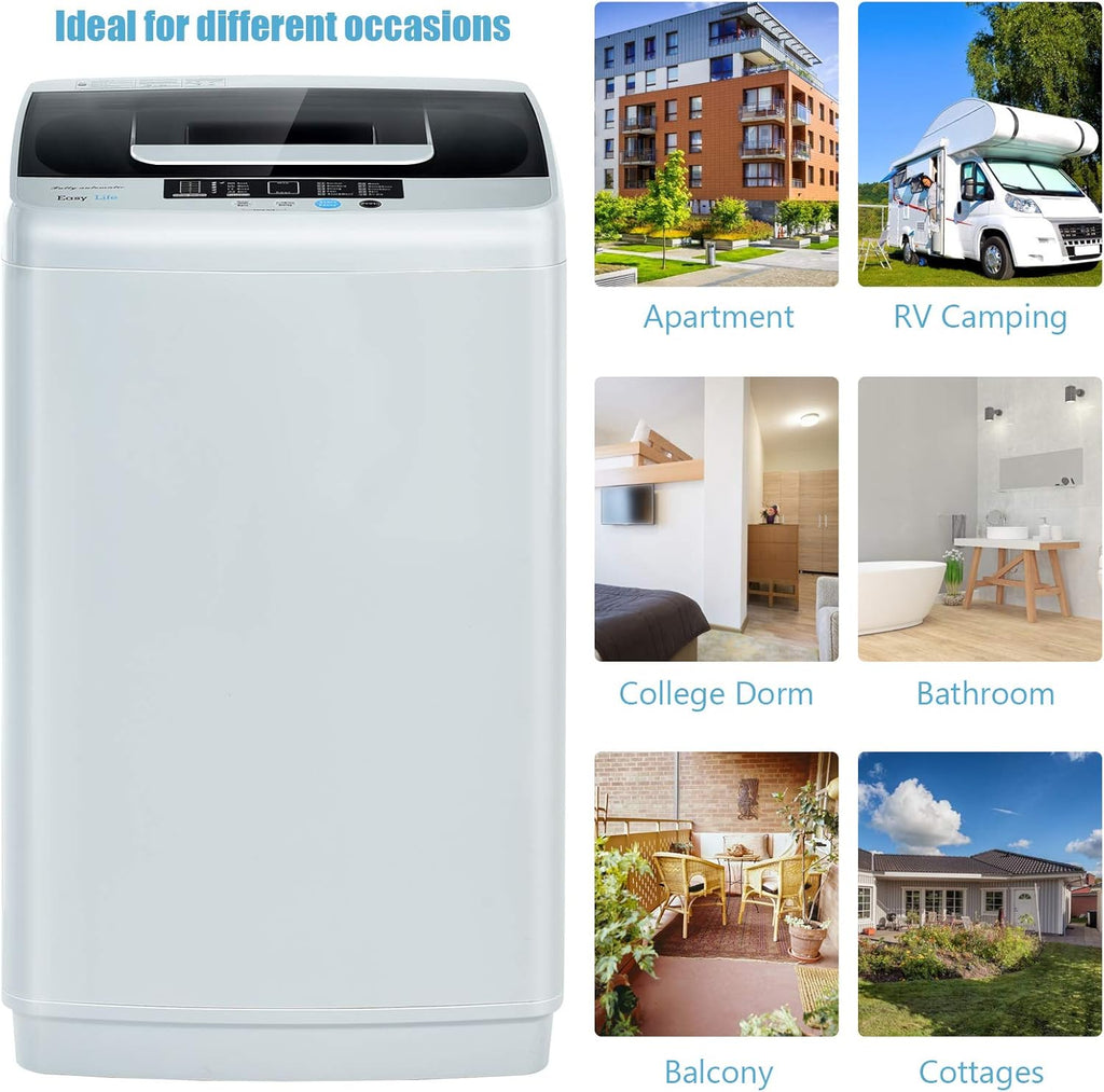 Portable Washing Machine, 2-in-1 Laundry Washer and Spin Combo with 10 Programs, 8.8lbs Capacity, Drain Pump and LED