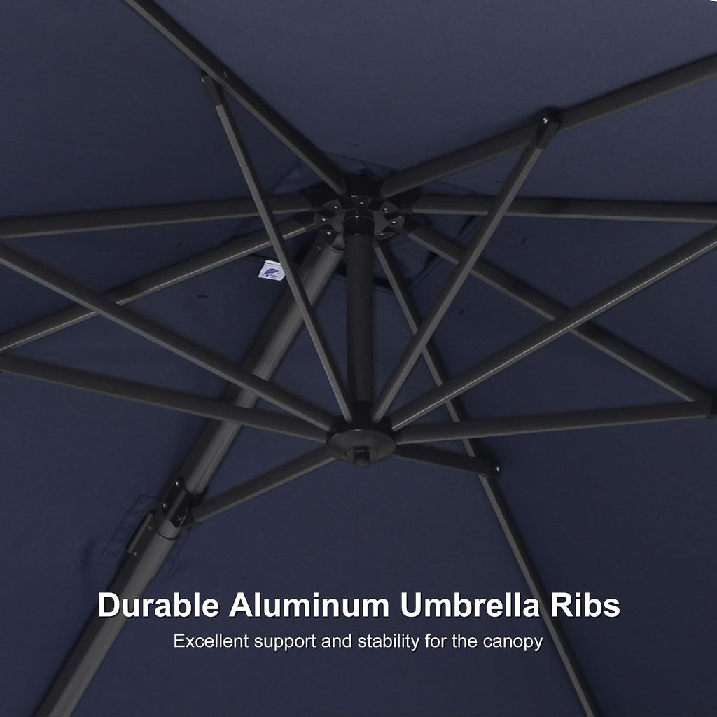 8' X 8' Patio Umbrella for Pool 7' High Offset Outdoor Cantilever Umbrella Swimming Pool Umbrella with 360°Rotation
