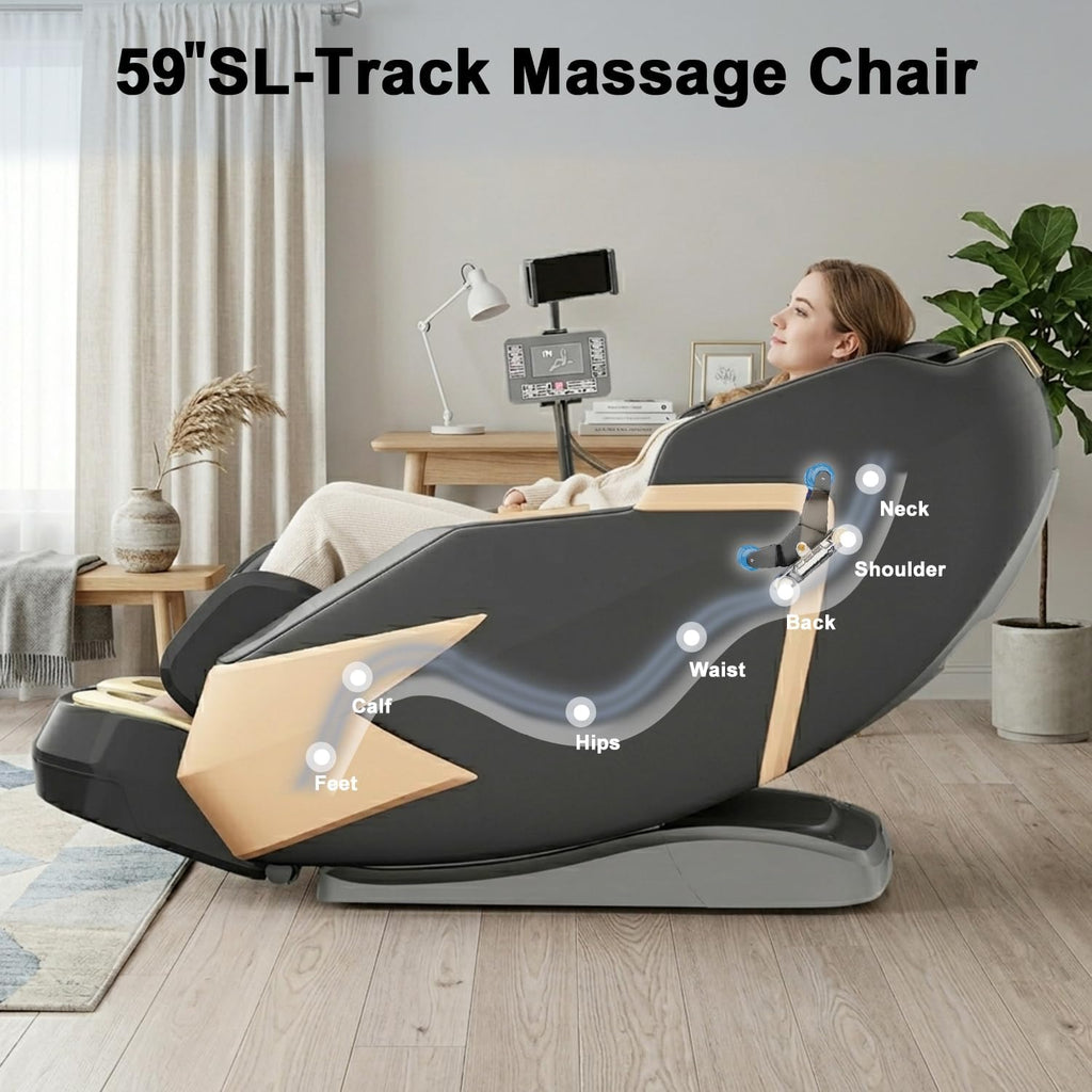 Massage Chair Full Body, Zero Gravity Extended Dual SL-Track Massage Recliner with 4D Mechanical Arms, Full Body
