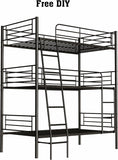 Twin Triple Bunk Bed for 3, bunk Bed for 3 Person, 3 bunk beds for Kids/Adults/Teenagers, Black Split into 3beds