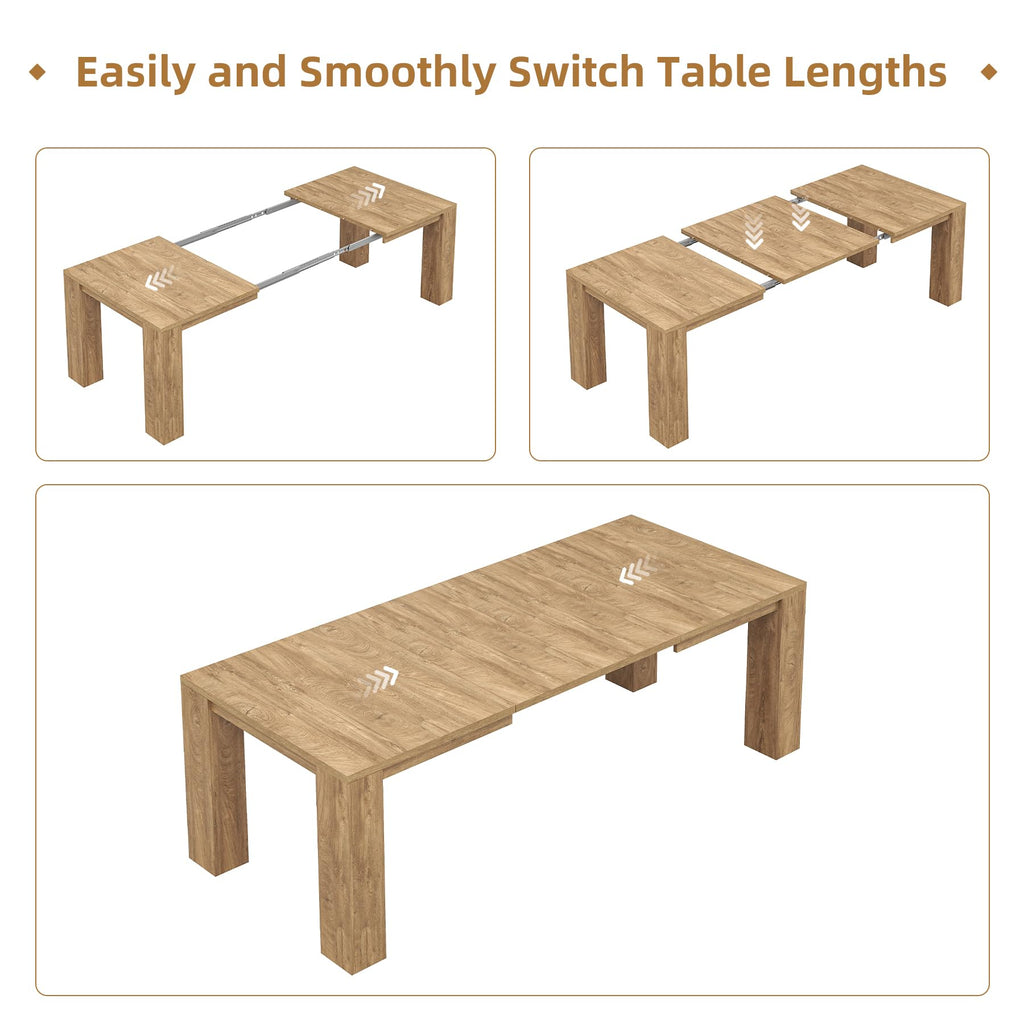 Extendable Dining Tables for 4-10, Modern Farmhouse Kitchen Table