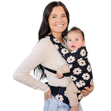 Ergonomic Hip-Healthy Baby Carrier Floral, Front-Back Carry, 7-35 lbs Black