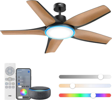 Smart Ceiling Fans with Lights, Low Profile Ceiling Fan with Alexa/App, 52'' Dimmable Lighting & Color Tuning