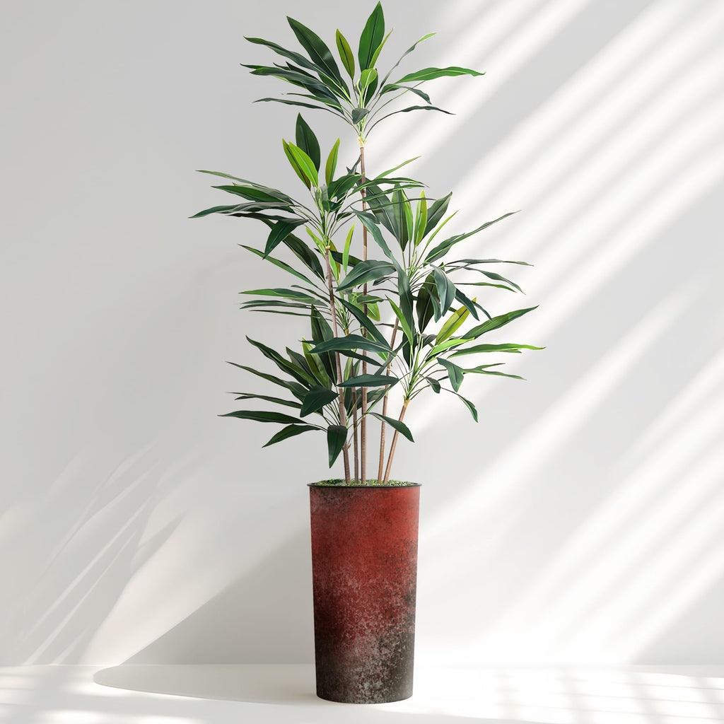 Artificial Tree in Modern Planter, Fake Dracaena Tree Silk Tree for Indoor and Outdoor Home Decoration - 66" Overall